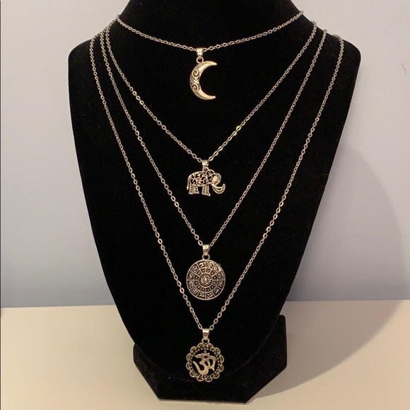 Boho Silver Tone Multi-Layer Necklace - Picture 2 of 5